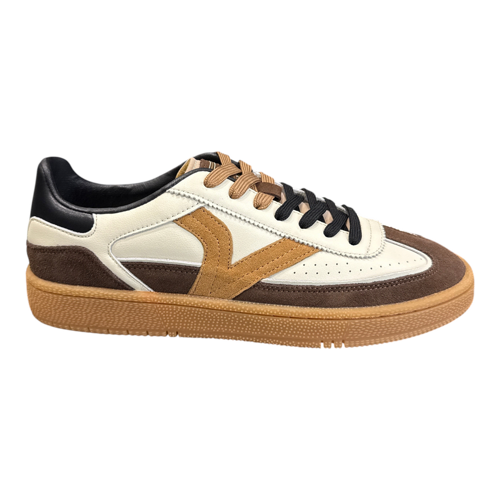 Sneakers uomo NEED Victoria in pelle e camoscio color crema, marrone e nero con suola in gomma naturale