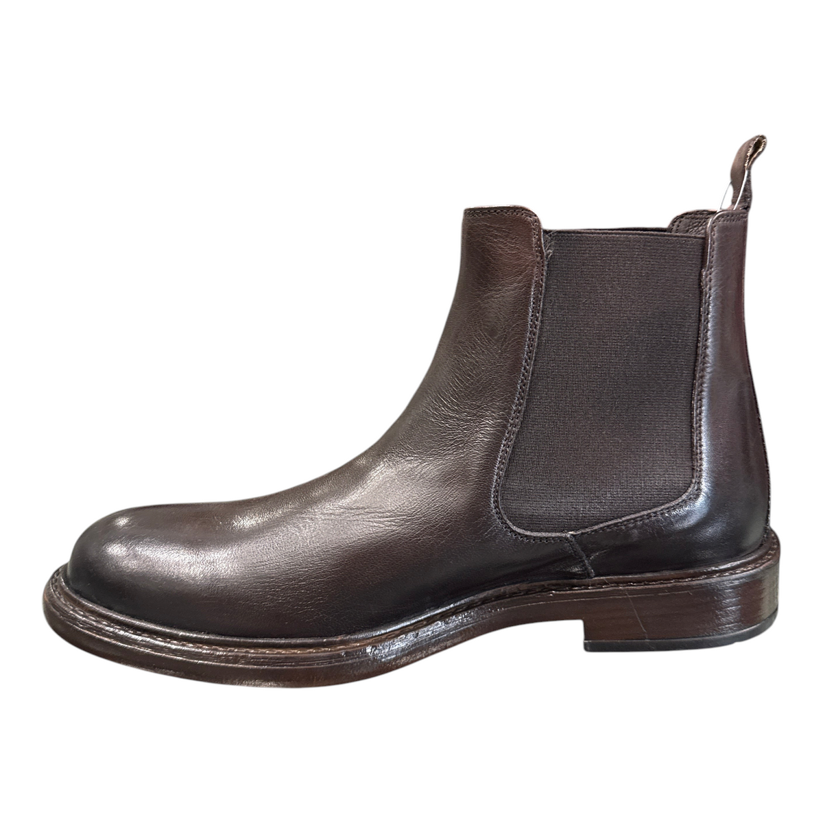 Stivaletto Chelsea da uomo Exton in pelle morbida color castagno con inserti elastici laterali