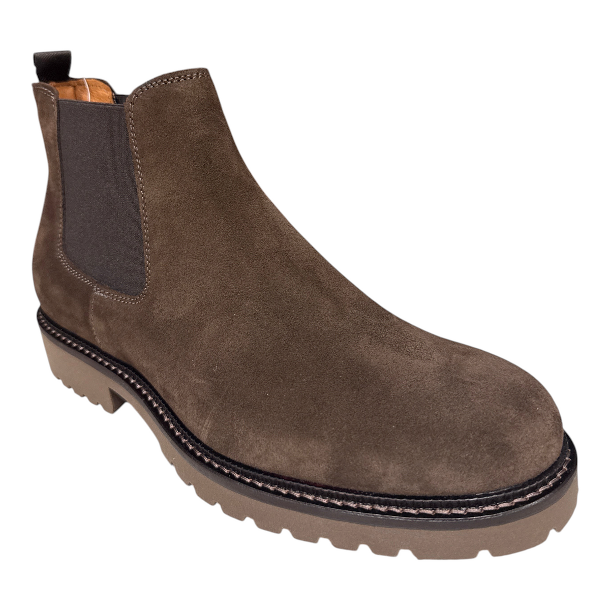 Stivaletti Chelsea da uomo NEED in camoscio marrone con suola carrarmato e inserti elastici laterali
