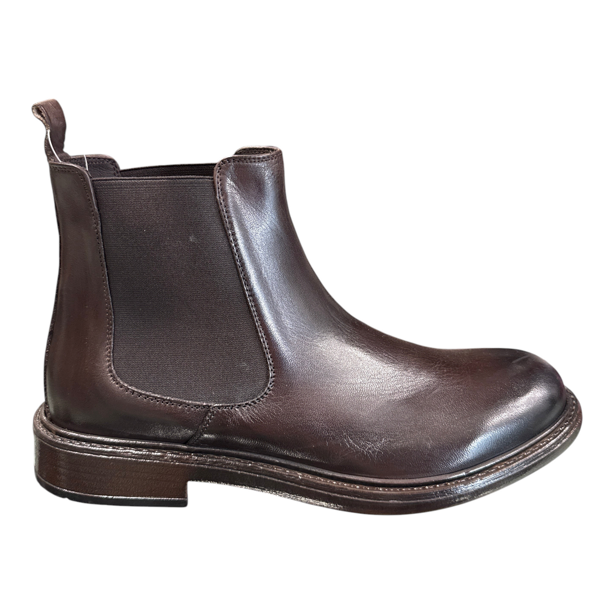 Stivaletti Chelsea da uomo Exton in pelle morbida color castagno con inserti elastici laterali
