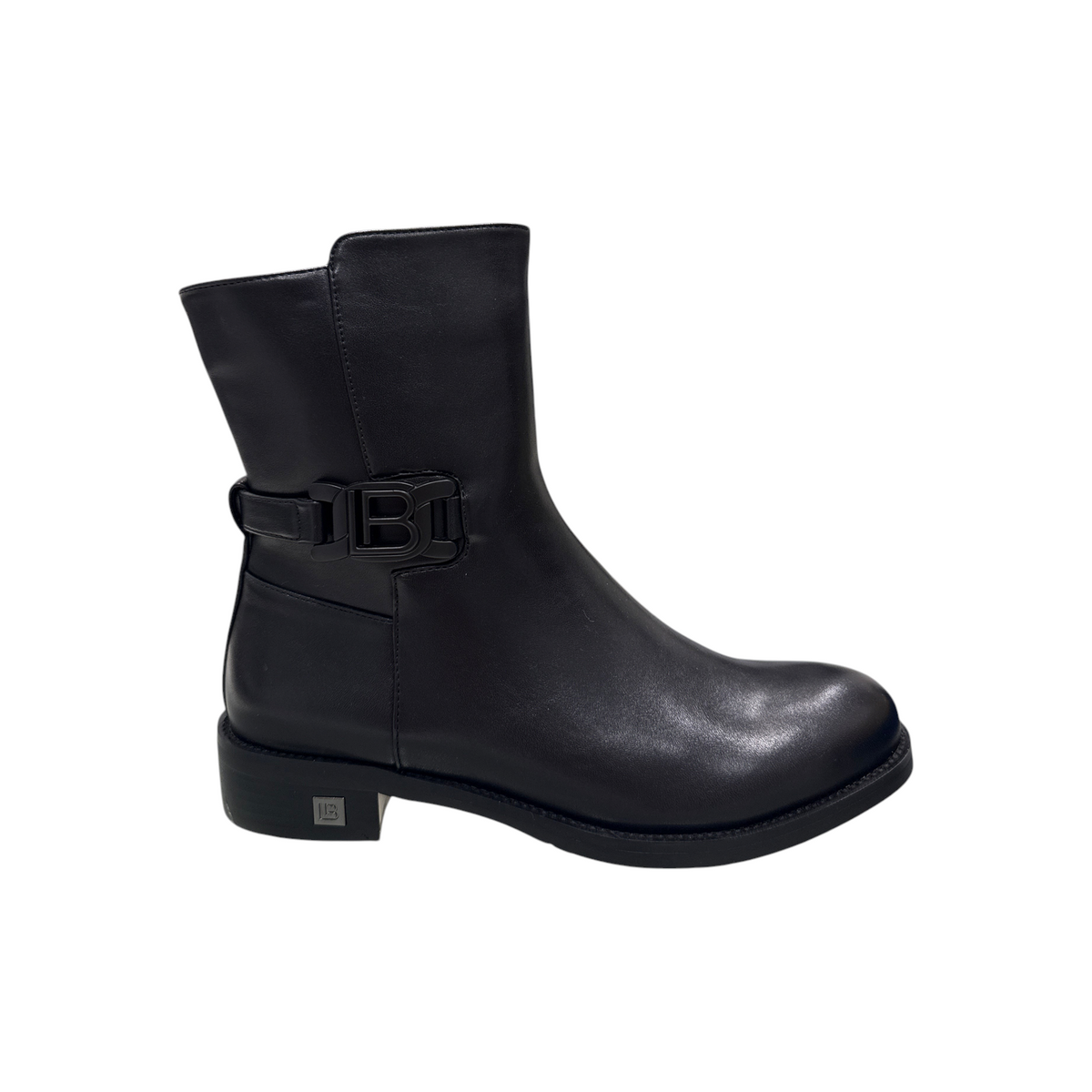 Stivaletto nero in pelle NEED Laura Biagiotti con fibbia laterale logata e tacco basso